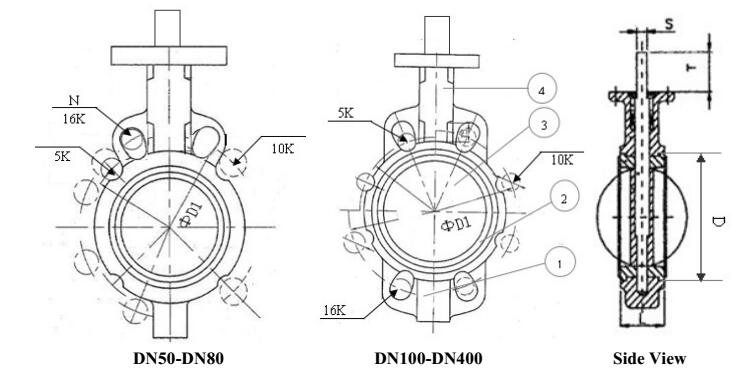 JIS F7480 Marine Wafer Type Butterfly Valve